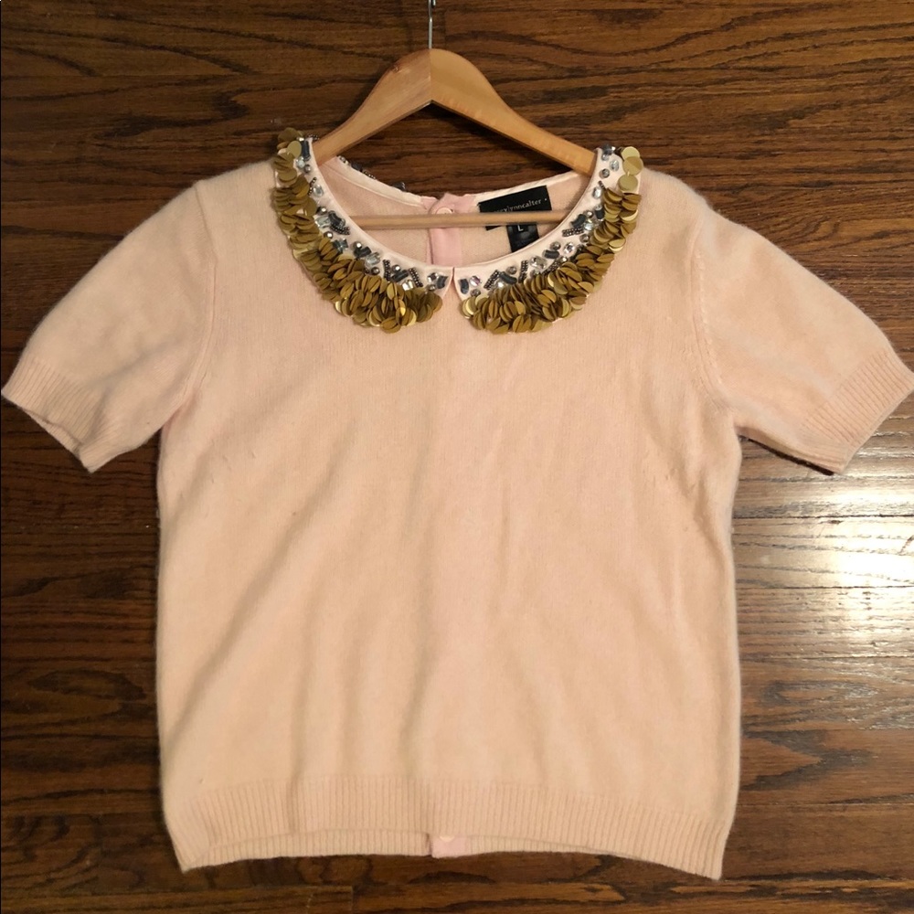 Light pink angora sweater from Anthropologie